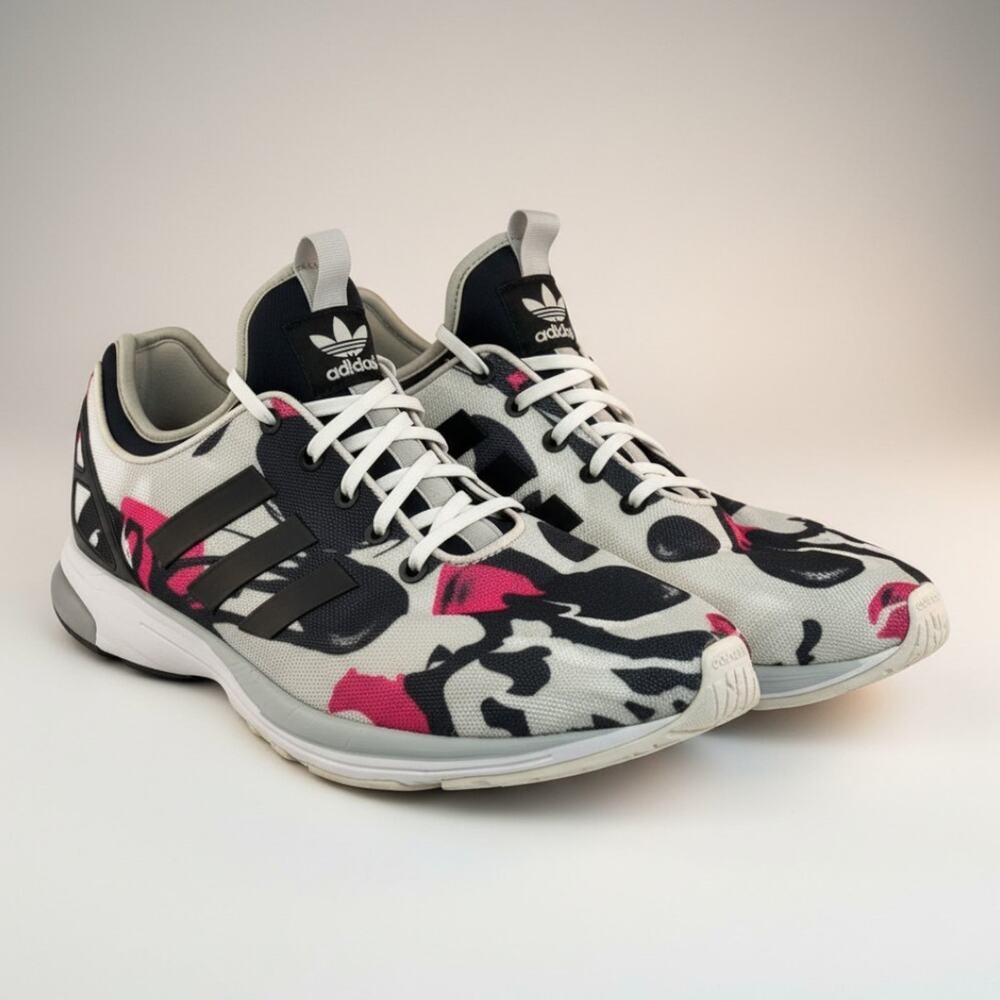 Adidas Originals ZX Flux Tech NPS Camo Shoes Gray Pink Mens Size 11